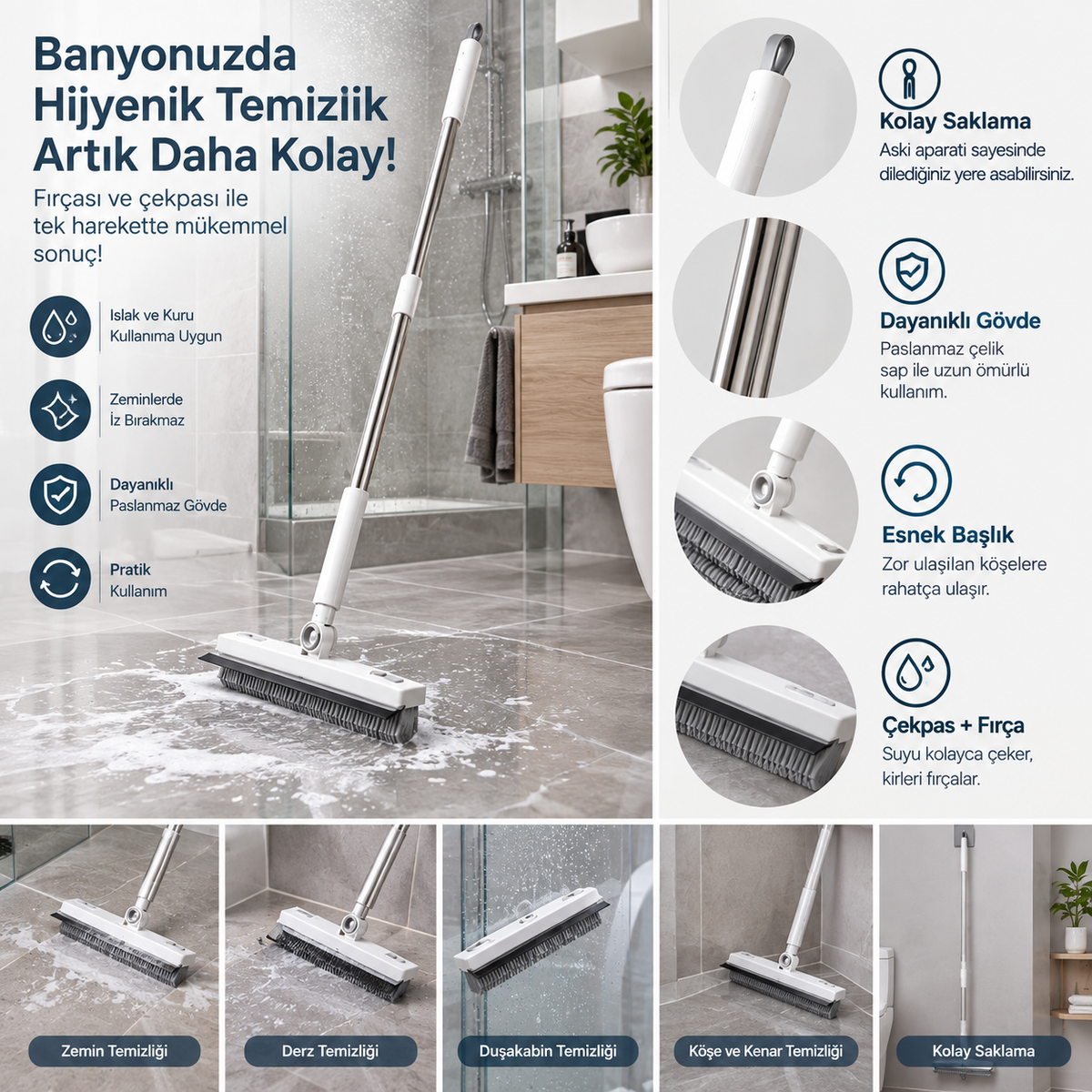Mopivo™ 180° Uzun Saplı Temizlik Fırçası